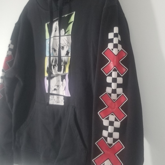 Hunter X Hunter Anime Graphic Print Hoodie. Arm Decals. Front Pocket. Size Small - Picture 3 of 6